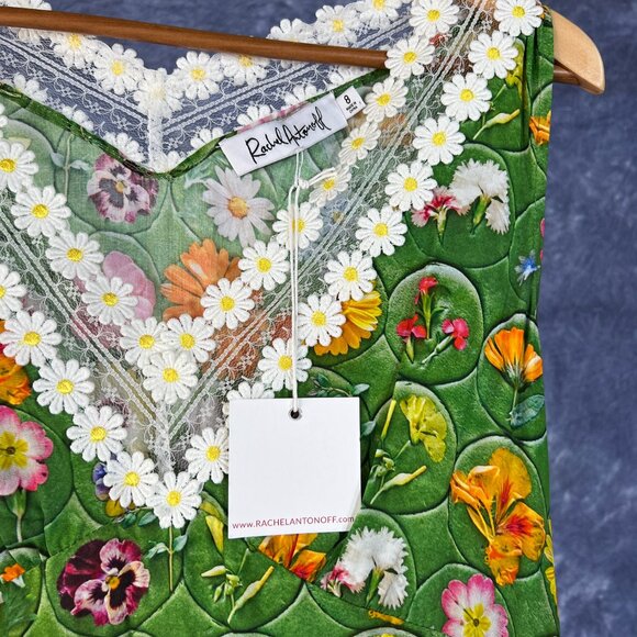 Rachel Antonoff Mila Green Floral Dress Sz 8 - Picture 3 of 4